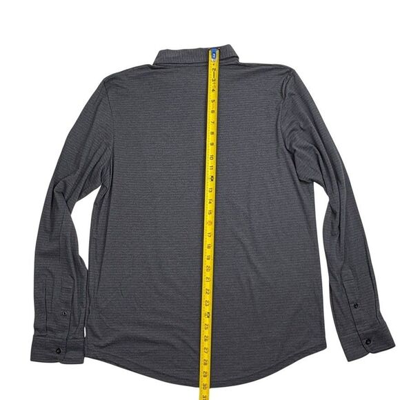 Travis Mathew Kickoff LS Golf Polo Shirt Performance Striped Charcoal Gray M - Picture 9 of 12